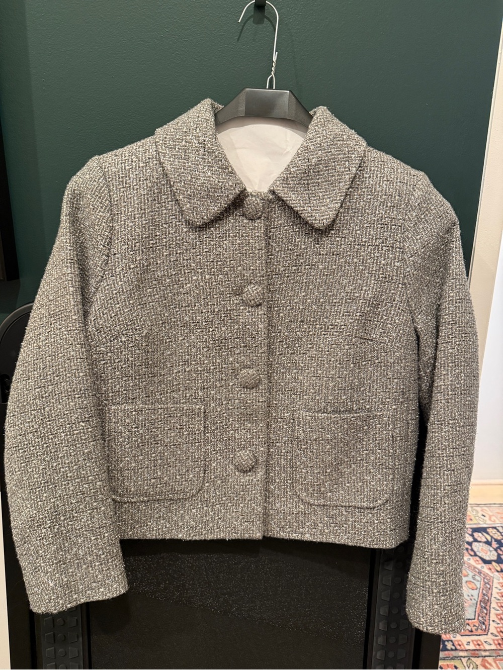 Boden Gray sparkle Tweed Cropped Blazer